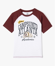 GEMO Tee-shirt manches courtes bicolore avec inscription garçon - Camps United blanc standard