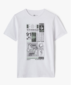GEMO Tee-shirt manches courtes en coton imprimé garçon blanc standard