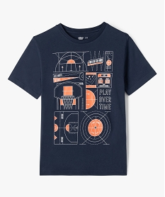 GEMO Tee-shirt manches courtes en coton imprimé garçon navy
