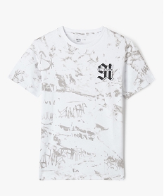 GEMO Tee-shirt manches courtes en coton imprimé garçon blanc standard