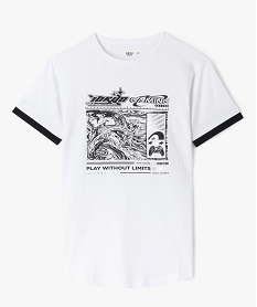 GEMO Tee-shirt à manches courtes imprimé avec touches scintillantes garçon blanc standard