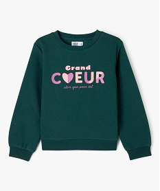 GEMO Sweat molletonné avec motif girly fille vert standard