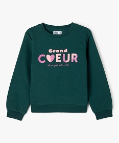 GEMO Sweat molletonné avec motif girly fille Vert