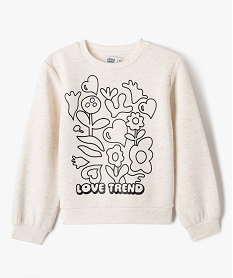 GEMO Sweat molletonné avec motif girly fille blanc chine