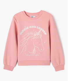 GEMO Sweat molletonné avec motif girly fille Rose