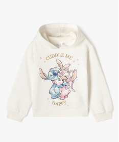 GEMO Sweat à capuche avec motifs Stitch fille - Disney blanc chine