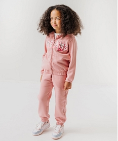 GEMO Sweat à capuche zippé intérieur molletonné broderie bouclette fille rose standard