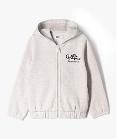 GEMO Sweat à capuche zippé intérieur molletonné fille blanc chine