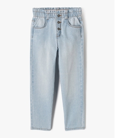 GEMO Jean slouchy à taille haute ajustable fille blanc chine