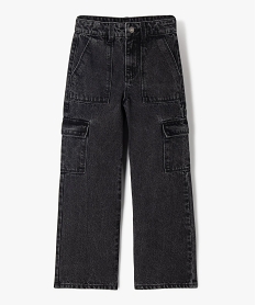 GEMO Jean Cargo Straight avec taille ajustable fille noir standard
