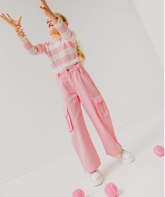 GEMO Pantalon cargo wide leg à taille ajustable fille rose standard