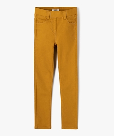 GEMO Pantalon skinny uni à taille élastiquée fille Brun