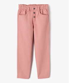 GEMO Pantalon denim coloré coupe slouchy à taille haute ajustable fille Rose