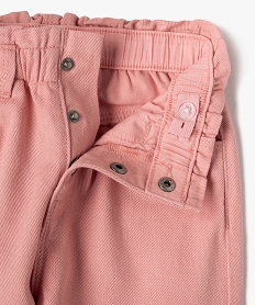 pantalon denim colore coupe slouchy a taille haute ajustable fille rose pantalonsK524601_2