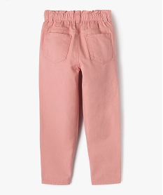 pantalon denim colore coupe slouchy a taille haute ajustable fille rose pantalonsK524601_3
