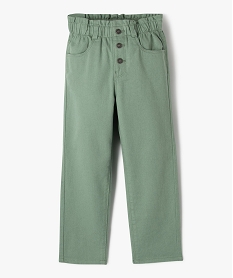 GEMO Pantalon denim coloré coupe slouchy à taille haute ajustable fille Vert