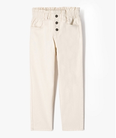 GEMO Pantalon denim coloré coupe slouchy à taille ajustable fille blanc chine