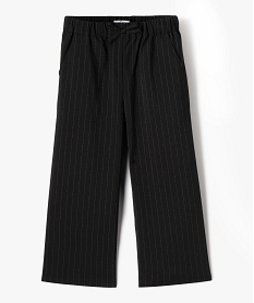 GEMO Pantalon large à fines rayures et taille élastiquée fille Noir