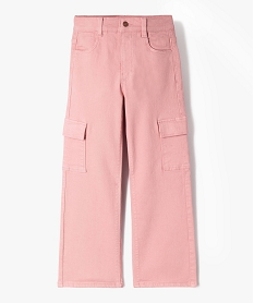 GEMO Pantalon cargo straight à taille ajustable fille Rose