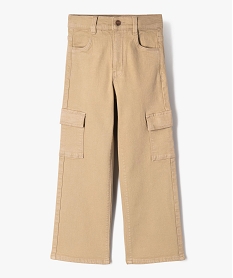 GEMO Pantalon cargo straight à taille ajustable fille Beige