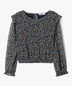 GEMO Blouse en voile à motifs fleuris coupe courte fille navy