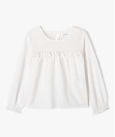 GEMO Chemise manches longues avec haut smoké fille - LuluCastagnette Blanc