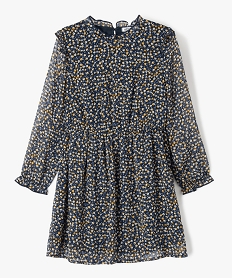 GEMO Robe à manches longues en voile imprimé fille navy