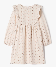 GEMO Robe à manches longues et volants en velours fines côtes fleuri fille Beige