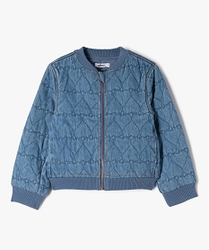 GEMO Blouson en jean matelassage cœurs fille bleu vif