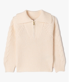 GEMO Pull en grosse maille avec col zippé fille Beige