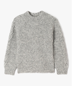 GEMO Pull en maille côtelée à col montant fille Gris