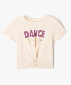 GEMO Tee-shirt à manches courtes avec inscription pailletée fille Rose