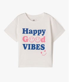 GEMO Tee-shirt à manches courtes avec message positif fille blanc chine