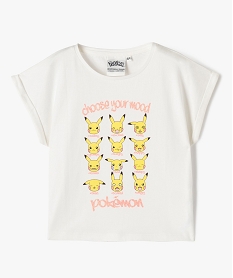 GEMO Tee-shirt manches courtes loose imprimé Pikachu fille - Pokémon Beige