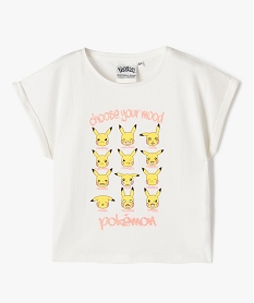 GEMO Tee-shirt manches courtes loose imprimé Pikachu fille - Pokémon blanc chine