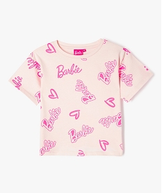 GEMO Tee-shirt manches courtes à inscriptions fluo fille - Barbie Rose