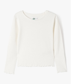 GEMO Tee-shirt manches longues en maille côtelée fille blanc chine