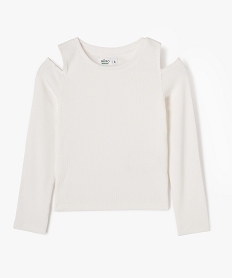 GEMO Tee-shirt à manches longues épaules dénudées fille blanc chine