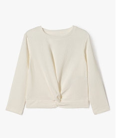 GEMO Tee-shirt manches longues effet noué fille blanc chine