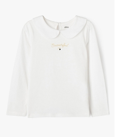 GEMO Tee-shirt à manches longues avec col Claudine fille Beige