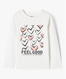 GEMO Tee-shirt à manches longues avec motifs girly fille blanc chine