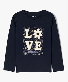 GEMO Tee-shirt à manches longues avec motifs girly fille navy