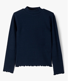 GEMO Tee-shirt à manches longues en maille côtelée fille noir chine