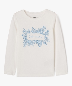 GEMO Tee-shirt manches longues avec motif pailleté fille Beige