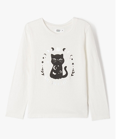 GEMO Tee-shirt manches longues avec motif chat fille Beige