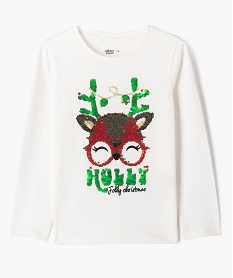 GEMO Tee-shirt manches longues spécial Noël fille Beige