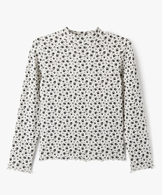 GEMO Tee-shirt manches longues col montant en maille côtelée fille Beige