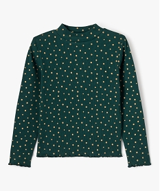 GEMO Tee-shirt manches longues col montant en maille côtelée fille Vert