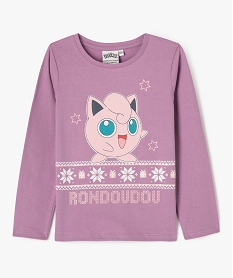 GEMO Tee-shirt manches longues imprimé fille - Pokémon violet standard