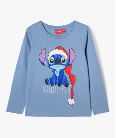 GEMO Tee-shirt manches longues avec motif Stitch fille - Disney bleu standard